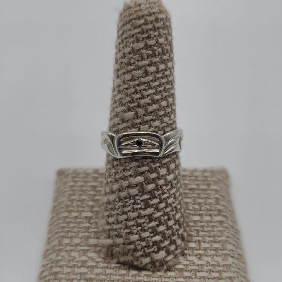 Jewelry - Size 8 Sterling Silver Black Diamond Ring Timeless Sparkle! A2846